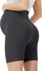 VALANDY Creamlush Maternity Shorts Over Bump Maternity Tights Belly Support Maternity Clothes Buttery Soft Adjustable Pregnancy Pants - Image 3