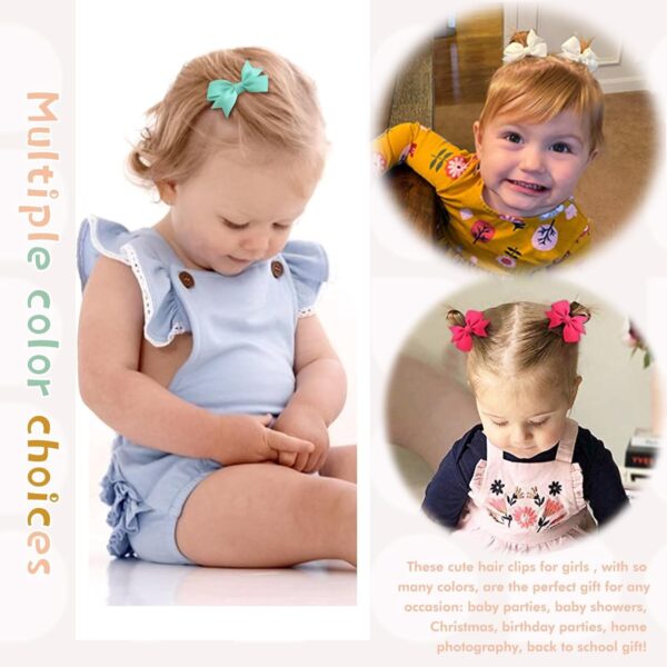 60Pieces Baby Girls Clips 2" Mini Hair Bow Grosgrain Ribbon Hair Bows with Fully Ribbon Lined Alligator Clips for Baby Girls Infant Toddlers Kids 30 Colors in Pairs - Image 3