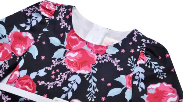 BONNY BILLY Girls Classy Vintage Floral Swing Kids Party Dress with Belt - Image 4