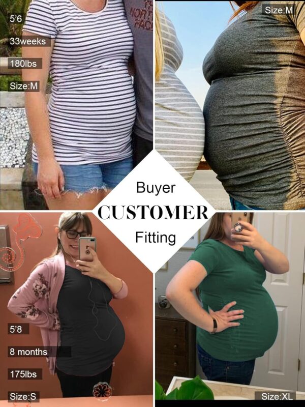 Love2Mi 3PCS Maternity Shirt Short Sleeves Maternity Wear T-Shirt Casual Maternity Tops - Image 3