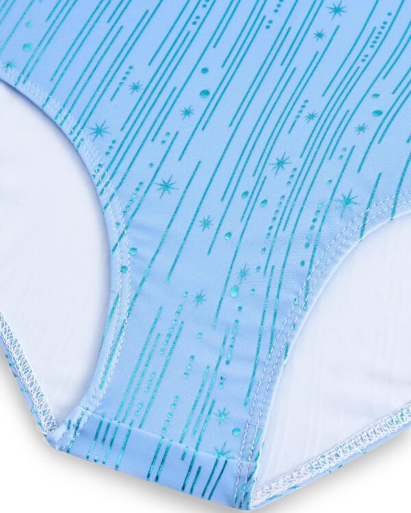 JiAmy Gymnastics Leotards for Girls 3 Piece Set with Shorts and Scrunchie, Patterned Sparkle Sleeveless Dance Gymnastics Outfits for 3-12 Years - Image 3