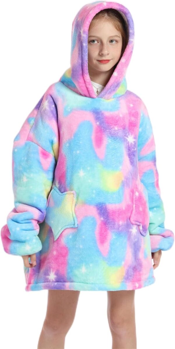 Shamdon Home Collection Kids Oversized Blanket Hoodie,Wearable Blanket Sweatshirt for Girls Boys, Sherpa FLeece Hooded Pullover with Pocket for Children Teens Aged 5-15 - Image 2