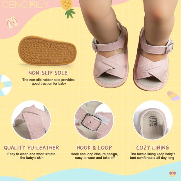 CENCIRILY Infant Baby Girls Summer Sandals Newborn Bow-Knot Open Toe Beach Shoes Casual Lightweight Anti Slip Sole Flat - Image 5