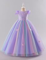 IBAKOM Girls Princess Dress 3D Butterfly Sequin Ruffle Tulle Flower Girl Dress Pageant Birthday Party Wedding Ball Gown - Image 2