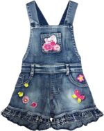 Peacolate 2-8T Girl Short Set 2Pc Casual Outfit Denim Overall T-Shirt - Image 3