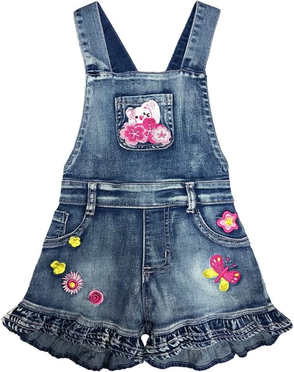 Peacolate 2-8T Girl Short Set 2Pc Casual Outfit Denim Overall T-Shirt - Image 3