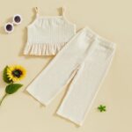 Baby Girl Summer Outfit Floral Crochet Ruffle Sleeveless Camisole Tops Trousers Kids Girl Clothes - Image 5