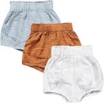 3 Pack of Little Baby Girls Boys Cotton Linen Blend Cute Bloomer Shorts