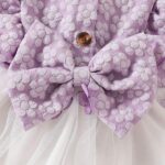 Valcatch Toddler Baby Girl Summer Dress Ruffle Long Sleeve Round Neck Button Bow Butterfly Mesh Dress with Hairband for 1-3 Years - Image 3