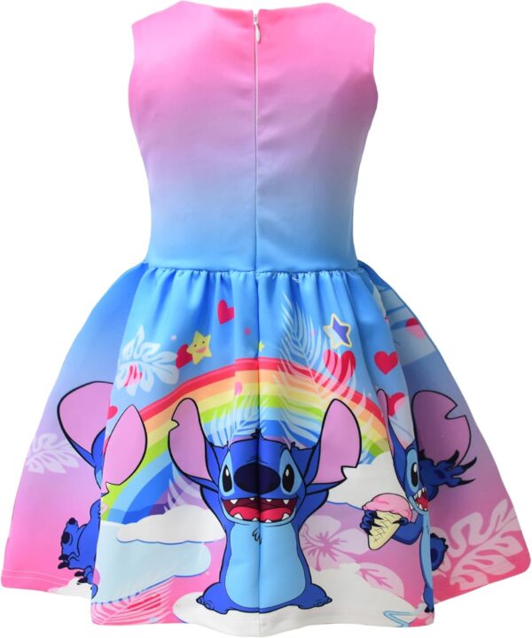 Girls Stitch Casual Dress Summer Toddler Princess Flower Double Bow Tie Wedding Party Kids Sundress Short Dresses - Image 3