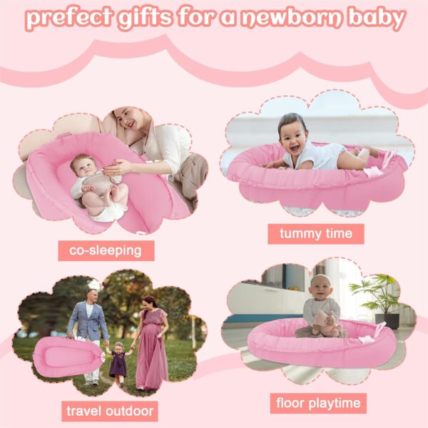 Baby Lounger - 100% Cotton Soft & Breathable Nest Lounger for Newborns to 24 Months, Portable Co-Sleeper for Boys & Girls, Perfect Baby Gift (Pink) - Image 7