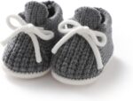 LAWKUL Baby Booties Knit Newborn Shoes Cozy First Walkers Infant Toddler Boots for Boy Girls 0-3 Months