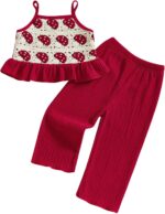 Baby Girl Summer Clothes Cute Sleeveless Floral Crochet Tank Top with Loose Trousers Set Newborn Toddler Girls 2 Piece Outfits