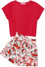 Arshiner Girl's Clothing Set Kids Summer T-shirt with Shorts Set Casual Fashion Short Sleeve Top Outfits Set for Girls 6-14 Years