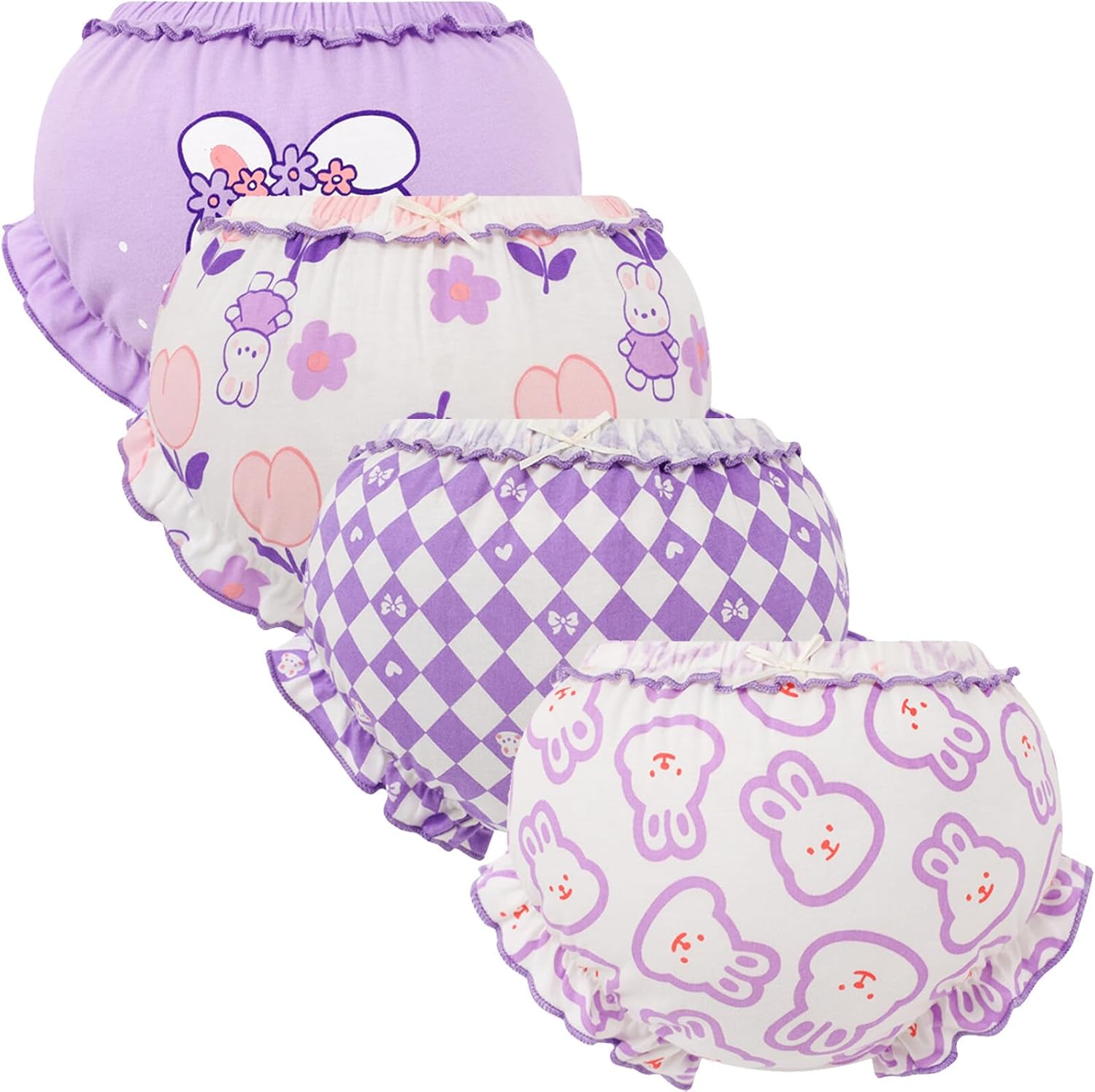 71S2gDMWabL._AC_SL1500_.jpg Happy Cherry - Baby Girls Boys Knickers Infant Ruffle Bloomer Shorts Panties Newborn Biefs Cotton Training Pants Toddler Underwear Little Kids Cute Pattern Breathable Soft Diaper Cover for 0-6 Years - Image 1