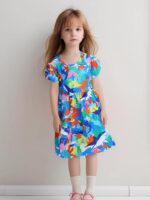 TCWWBB Girls Summer Dresses Unicorn Butterfly Floral Rainbow Casual Dress Polyester Shirt Short Sleeve Sleeveless Dress for Kids Age 2-8 Years Old - Image 2