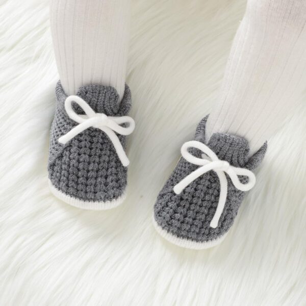 LAWKUL Baby Booties Knit Newborn Shoes Cozy First Walkers Infant Toddler Boots for Boy Girls 0-3 Months - Image 4