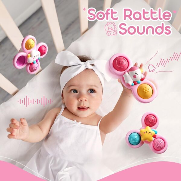 lerrbo 3PCS Pop Suction Cup Spinner Toys for 1 Year Old Boy Girl|Novelty Spinning Tops for Toddler Age 1-2|Sensory Baby Bath Toys for Toddlers 1-3|6 12 18 Months Boy Birthday Gift for Infant - Image 7