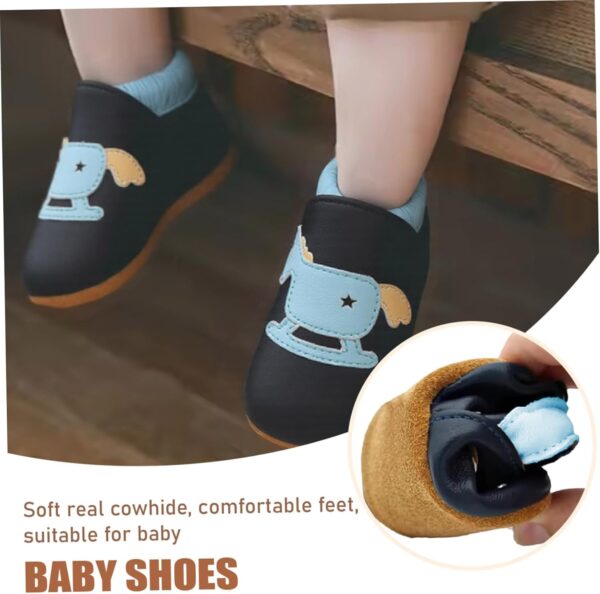 Baby Shoes Soft Sole Leather Baby Walking Shoes with Pony Pattern, Waterproof Non-Slip First Walking Toddler Moccasins for Learning to Crawl, Walk, Run, S Baby Boys' Shoes - Image 4