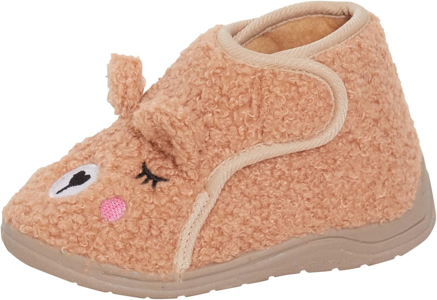 71T9cJkZ5pL._AC_SL1500_.jpg Kids Teddy Bear Slipper Booties Infants Slipper Boots Fleece First Walking House Nursery Shoes - Image 1