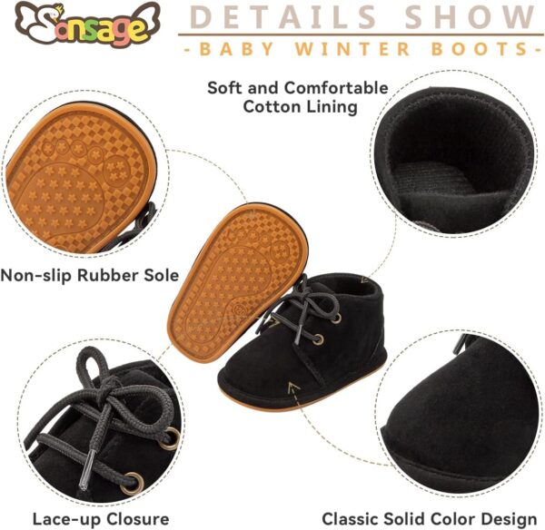 Sonsage Baby Girls Boys Boot Newborn Infant Unisex Velvet Soft Anti-Skid Rubber Sole Shoes Toddler Fleece Cozy Boots Winter Warm Prewalker Crib Shoes 3-6 month - Image 5