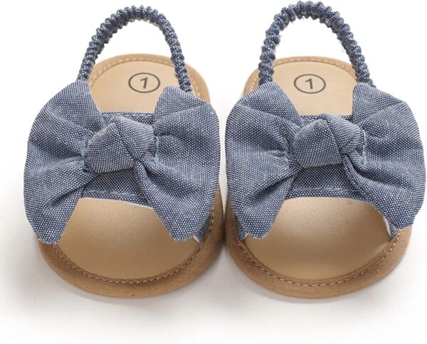 LUCKME Summer Slippers for Baby Girl,Toddler Infant Girls Sandals with Back Strap Bowknot Soft Sole Baby Shoes Open Toe Summer Kids Beach Sandals for 3-15 Months - Image 2