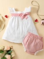 Alvivi Baby Girls Ruffle Sleeveless Sundress with Diaper Cover Bloomers Clothes Set - Image 2