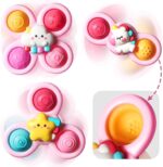 lerrbo 3PCS Pop Suction Cup Spinner Toys for 1 Year Old Boy Girl|Novelty Spinning Tops for Toddler Age 1-2|Sensory Baby Bath Toys for Toddlers 1-3|6 12 18 Months Boy Birthday Gift for Infant