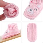 LACOFIA 2 Pairs Newborn Knitted Booties Soft Baby Boys Girls Bootees 0-3 Months - Image 3