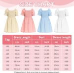 Balipig Girls Dress Puff Short Sleeve Square Neck Summer Dresses Kids Casual Elegant Party A-Line Skirt Clothes for Girl 3-14 Years - Image 5