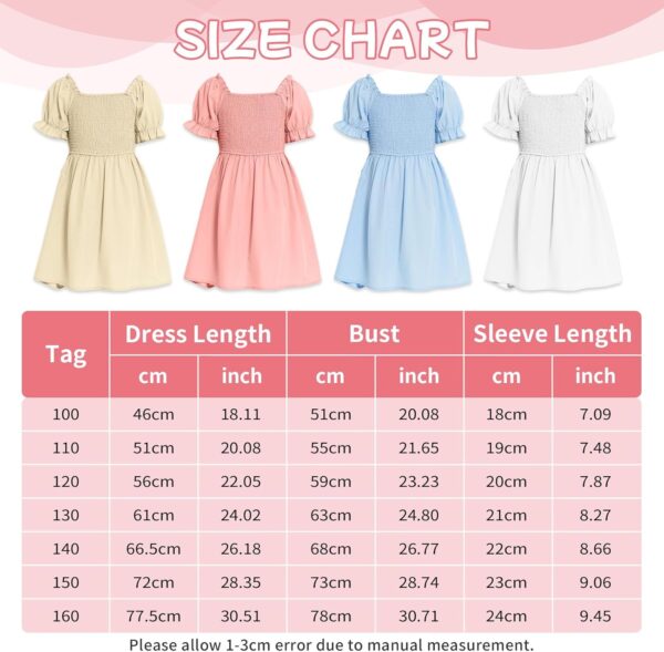 Balipig Girls Dress Puff Short Sleeve Square Neck Summer Dresses Kids Casual Elegant Party A-Line Skirt Clothes for Girl 3-14 Years - Image 5