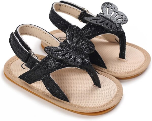 Kids Open Toe Thong Sandals Baby Boys Girls Bow Flat Wide Shoes Hook Loop Strap Barefoot Summer Casual Shoes Lightweight Baby Sandles Girl 12-18 Months Pool Flops For Kids( - Image 2