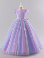 IBAKOM Girls Princess Dress 3D Butterfly Sequin Ruffle Tulle Flower Girl Dress Pageant Birthday Party Wedding Ball Gown - Image 3