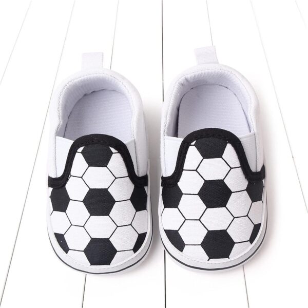 Trainers Baby 19 Spring and Summer Kids Baby Toddler Shoes Boys and Girls Casual Shoes Flat Base Lightweight Slip On Comfortable Football Print Shoes Women Black Trainers, black, 20 EU - Image 3
