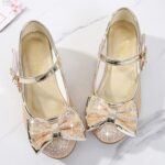 ZOFIS Girl's Dress Shoes Girls Mary Jane Shoes Glitter Buckle Strap Bow Low Heels School Uniform Shoes Ballet Flat Party Flower Girl Wedding Bridesmaid Communion Shoes - Image 7