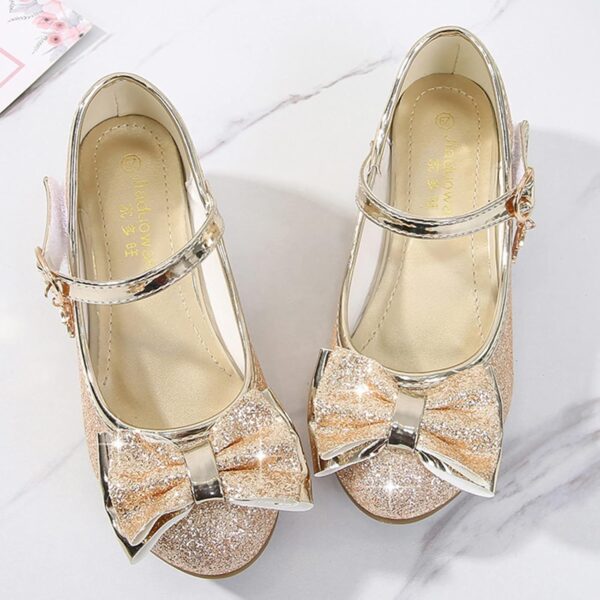 ZOFIS Girl's Dress Shoes Girls Mary Jane Shoes Glitter Buckle Strap Bow Low Heels School Uniform Shoes Ballet Flat Party Flower Girl Wedding Bridesmaid Communion Shoes - Image 7
