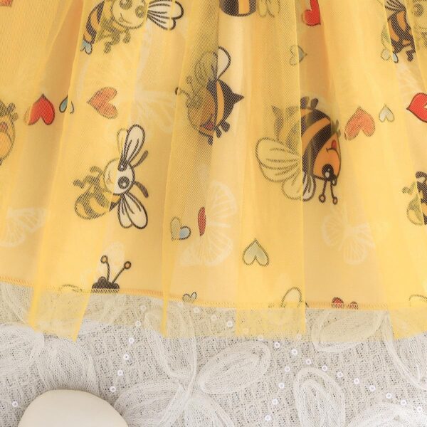 Yanmucy Toddler Baby Girls Dress and Coat Set 2PCS Honeybee Print Tutu Dresses Long Sleeve Lapel Cardigan Baby Girl Clothes Outfits - Image 6