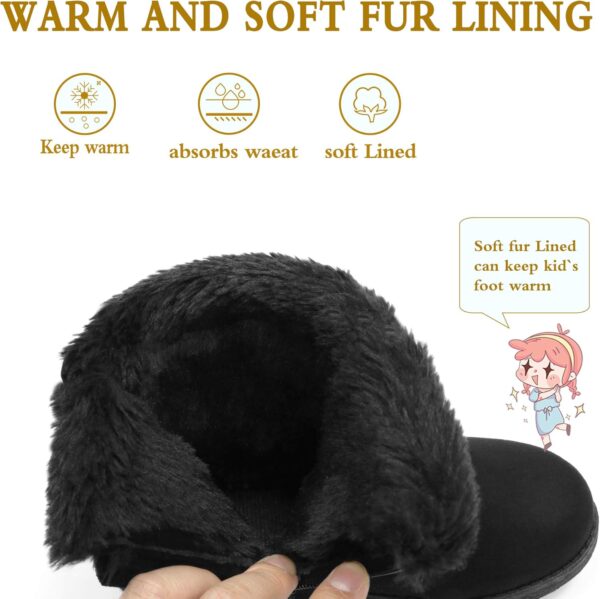 festooning Girls & Toddler' Faux Fur Shearling Style Boots, Girls Warm Winter Flat Non-Slip Zip Snow Boots for Indoor Outdoor(Toddler/Little Kid/Big Kid) - Image 2