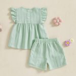 Baby Girl Summer Clothes 3D Flower Embroidery Smocked Tunic Top Casual Shorts Set 2Pcs Toddler Summer Outfit 9M-4Y - Image 3