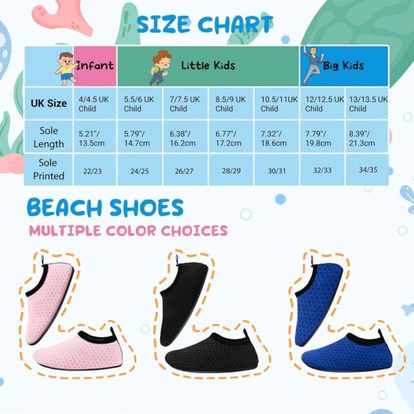 Kids Water Shoes Toddler Beach - Swim Shoes for Swimming Pool Quick Dry Non-Slip Aqua Barefoot Skin Socks for Boys Girls, Child Holiday Essentials,Lightweight Durable for Seaside Garden Park - Image 6
