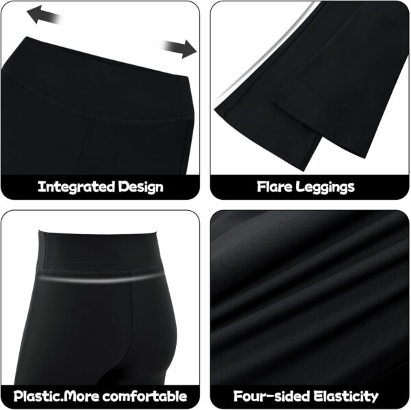 KAKU NANU Girls Flared Leggings 2 Pcs,5-12 Years High Waisted Black Grey School Trousers Yoga Pants Sports Dance Joggers Leggings - Image 6
