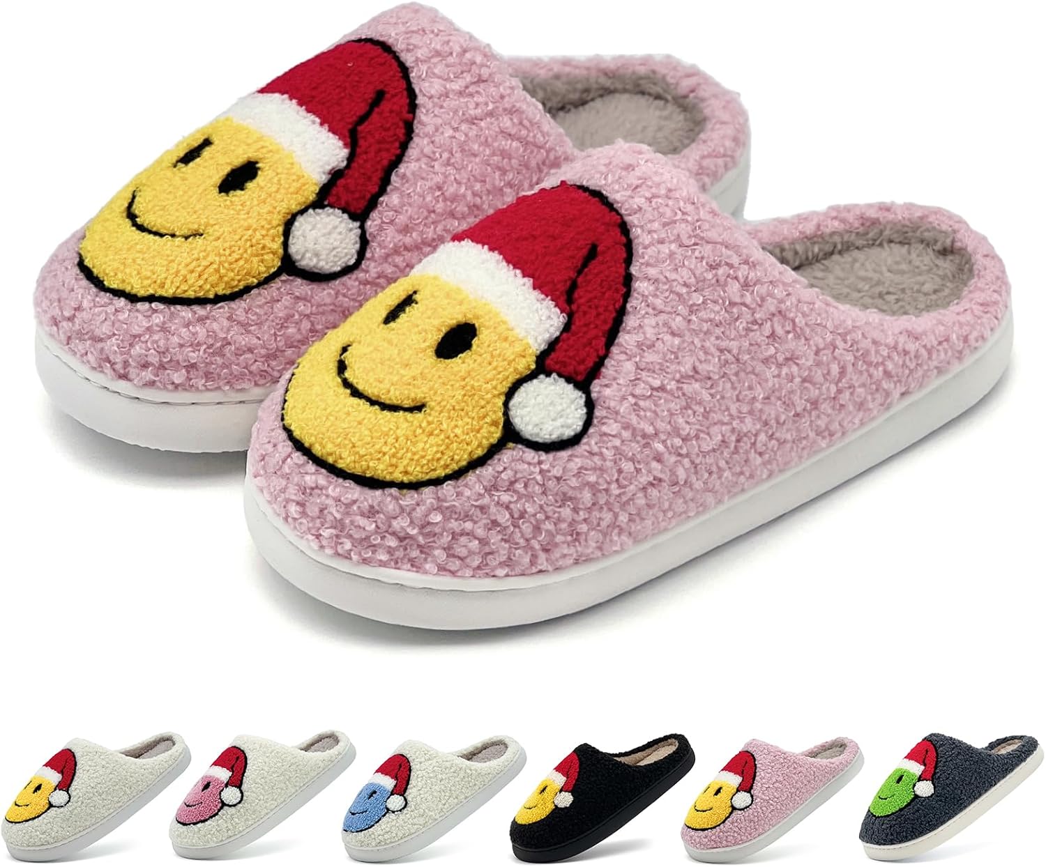 71VqPKbBIFL._AC_SL1500_.jpg sharllen Girls Boys Slippers Kids Happy Face Slippers Novelty Christmas Santa House Slippers Plush Warm Winter Smile Slippers Indoor & Outdoor - Image 1