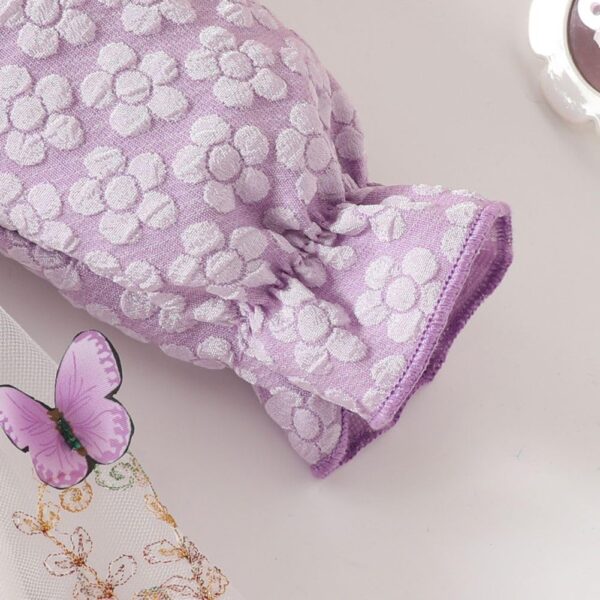 Valcatch Toddler Baby Girl Summer Dress Ruffle Long Sleeve Round Neck Button Bow Butterfly Mesh Dress with Hairband for 1-3 Years - Image 4