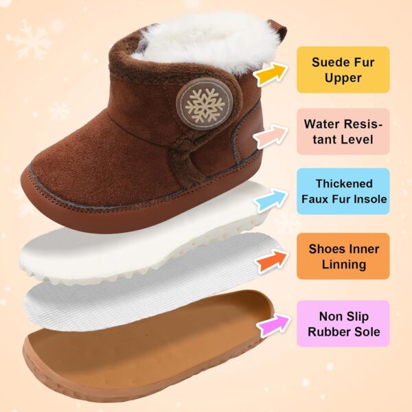 JIASUQI Baby Winter Booties Toddler Ankle Snow Boots with Faux Fur Lined Kid Warm Slippers Shoes for Baby Boys Girls - Image 5