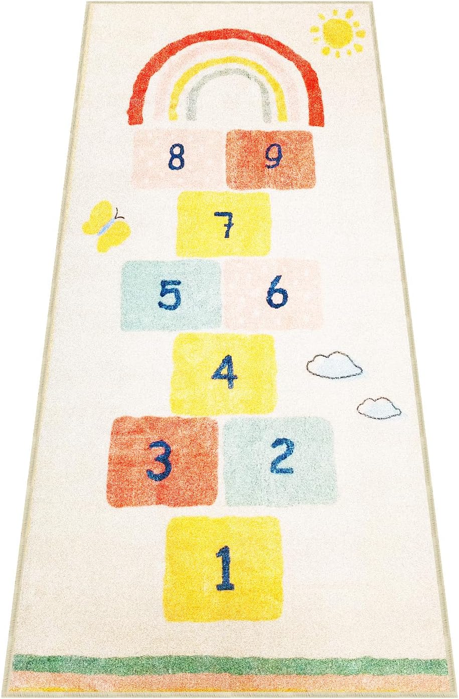 71W16Ro8oL._AC_SL1500_.jpg Rainbow Sky Hopscotch Game Rugs, Kids Bedrooms Rugs, Kids Play Mat Soft Floor Carpet for Bedroom Playroom Nursery,Great Gift for Girls & Boys (Rainbow Hopscotch, 120 * 170 CM) - Image 1