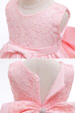 LZH Baby Girls Lace Embroidery Dress Bowknot Party Dress Bridesmaid Wedding Gown with Headwear - Image 5