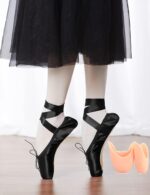 Daydance Ballet Pointe Shoes Girls Women Ribbon Ballerina Shoes with Toe Pads - Image 5