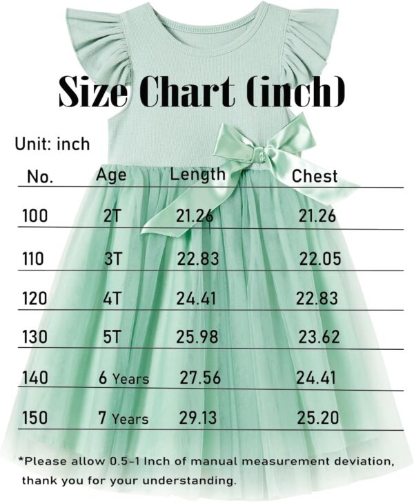 Beganly Girls Tulle Dress Toddler Ruffle Sleeves Bow Princess Party Casual Tutu Dresses - Image 3