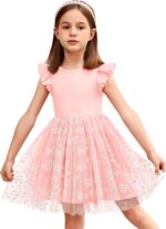 Arshiner Girls' Dresses Toddler Tulle Dress Flying Sleeves Princess Dress Festive Dress Tutu Children's Dress Cotton Party Dress Birthday Wedding Summer Dress 2-7 Year