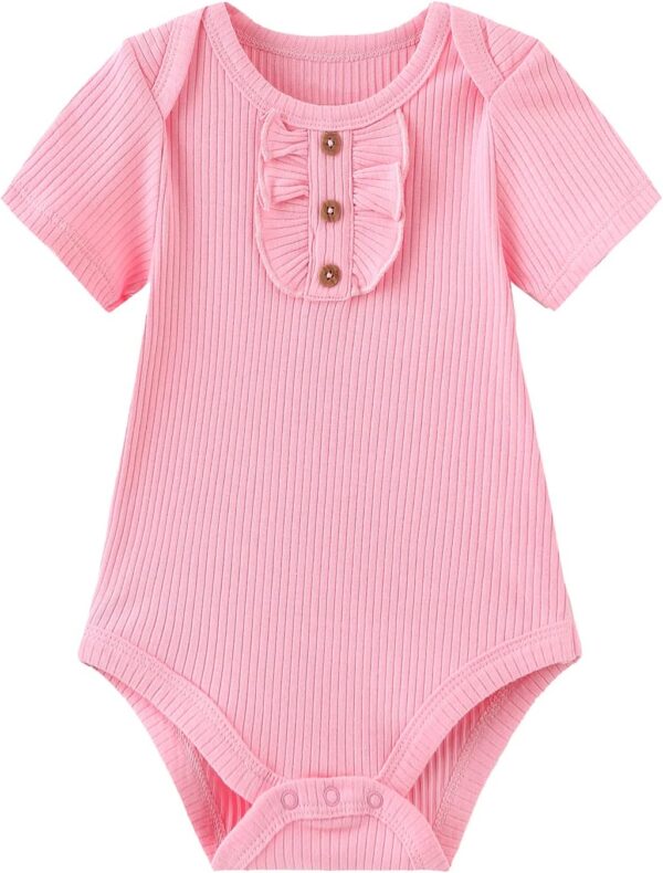 Newborn Baby Short Sleeve Bodysuit Baby Grow Cotton Vest 5-pack, 0-12 Months - Image 2